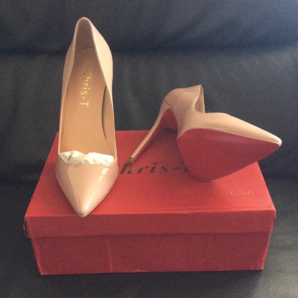 Chris-T Nude Heels with red soles